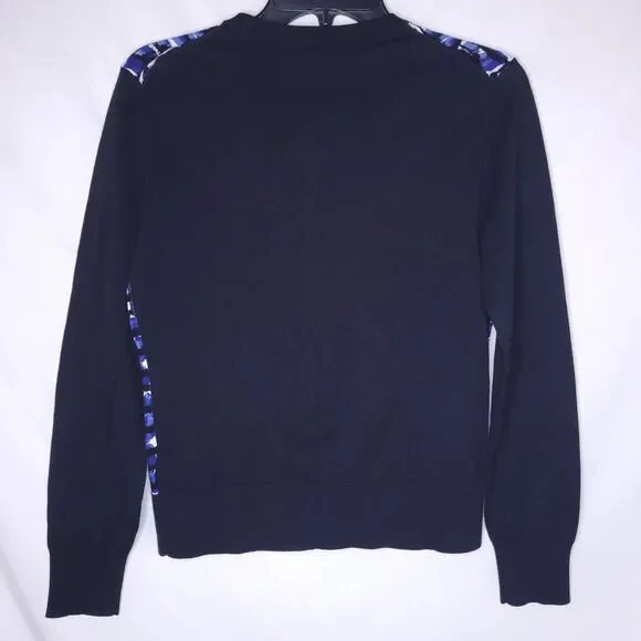 Brooks Brothers Cardigan Womens Small Blue Twinset Abstract Cotton Jersey NWT - Picture 5 of 12